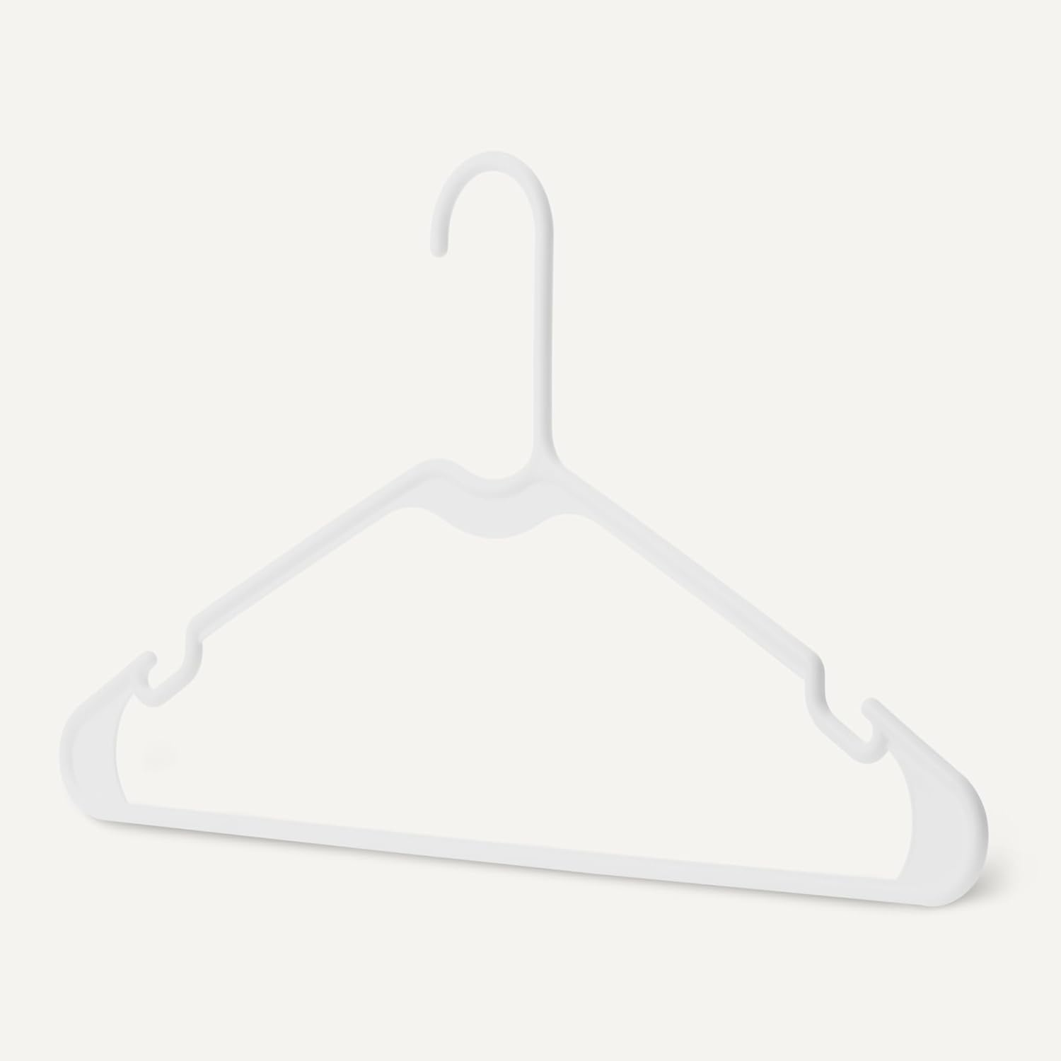 Amazon Basics Space Saving Plastic Clothes Hangers. Sturdy Closet Organizer for Shirts and Jackets. Adult Size. White. 50-Pack - Image 3