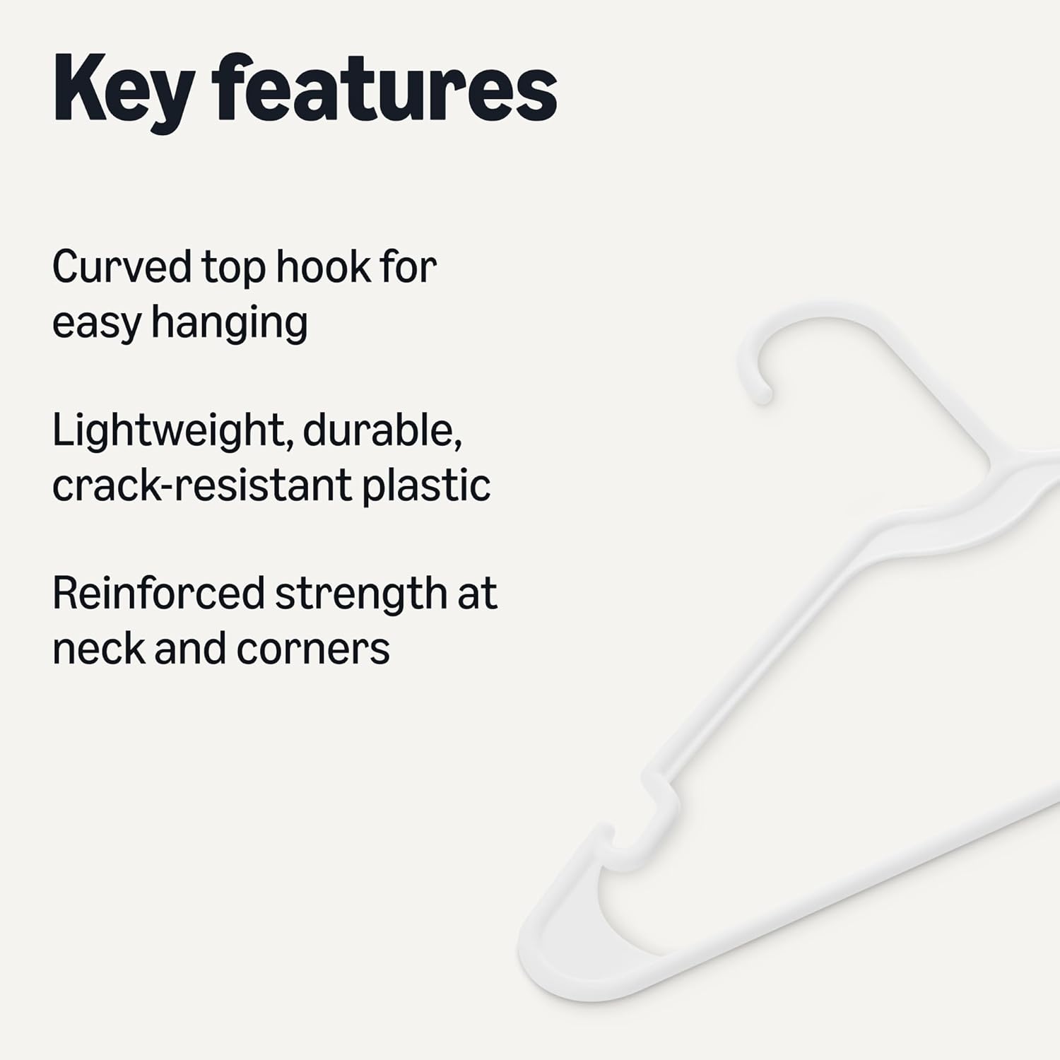 Amazon Basics Space Saving Plastic Clothes Hangers. Sturdy Closet Organizer for Shirts and Jackets. Adult Size. White. 50-Pack - Image 2