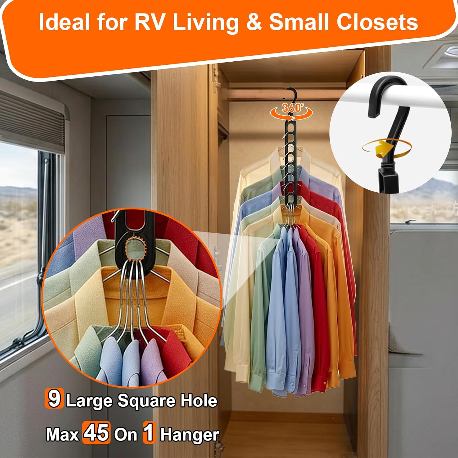 Closet Organizers and Storage.College Dorm Room Essentials.Pack of 6 Multifunctional Organizer Magic Space Saving Hangers with 9 Holes Storage Organization for Wardrobe Closet - Image 8