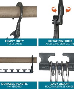Alternative view of Max 10-Pack Space-Saving Cascading Hangers. 360° Swivel Hooks. Grey | Maximize closet space with 10 assembled cascading hangers and reinforced 360° swivel hooks—ideal for dorms and storage.