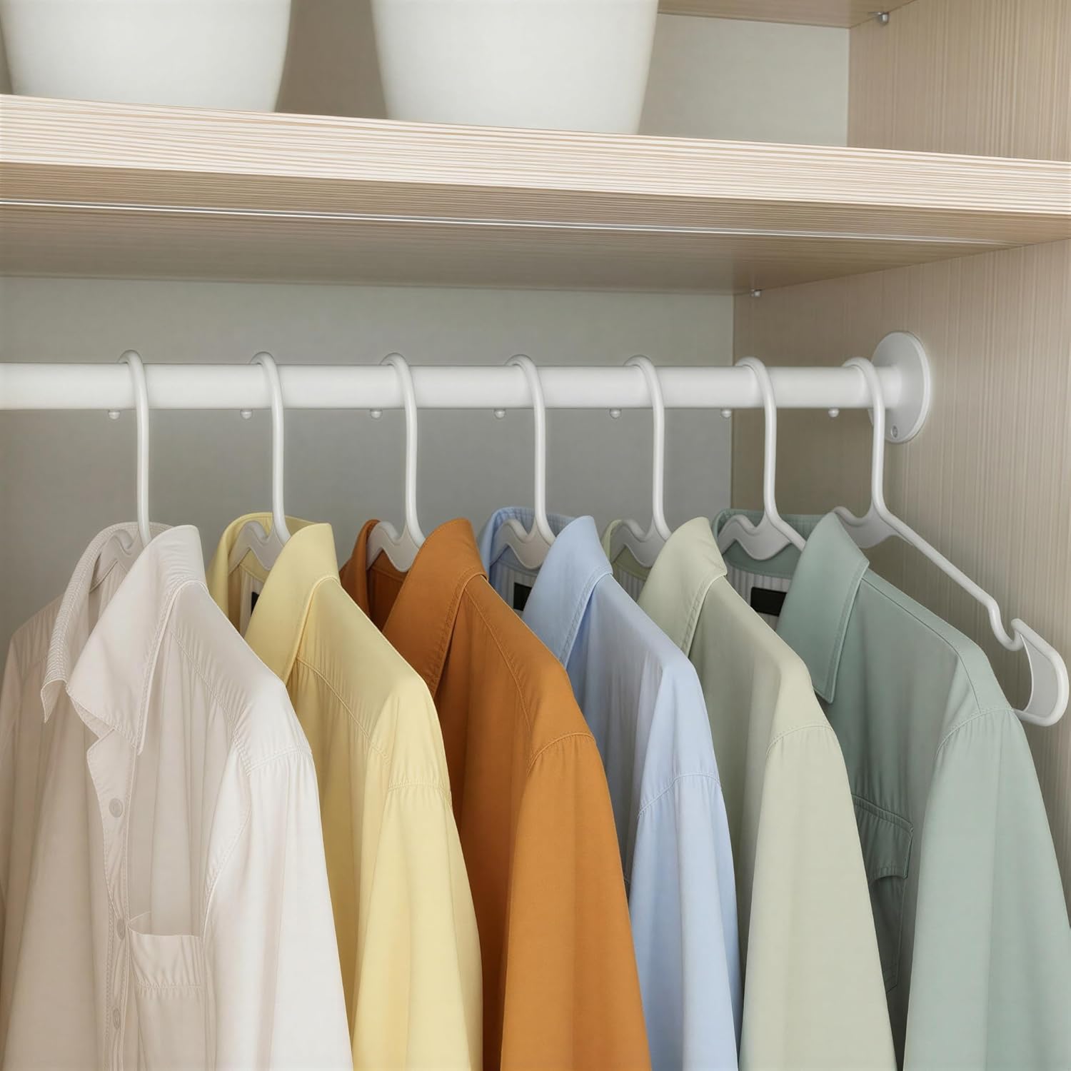 Amazon Basics Space Saving Plastic Clothes Hangers. Sturdy Closet Organizer for Shirts and Jackets. Adult Size. White. 50-Pack - Image 4