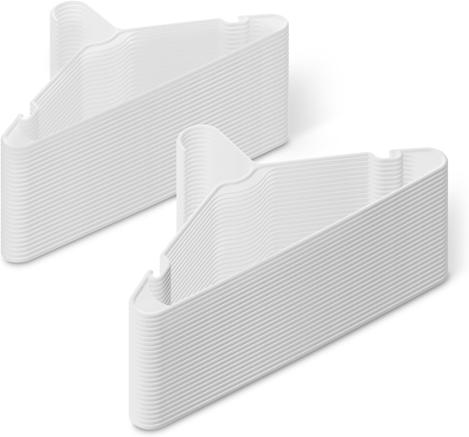 Amazon Basics Space Saving Plastic Clothes Hangers. Sturdy Closet Organizer for Shirts and Jackets. Adult Size. White. 50-Pack