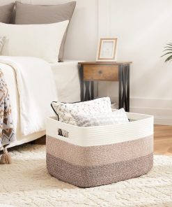 Alternative view of Artfeel Blanket Basket.Rectangle Woven Baskets for Storage.65L Laundry Basket for Decorative Nursery Blanket.Toys.Dirty Clothes and Magazine in Shelves.Baby Room.and Living Room