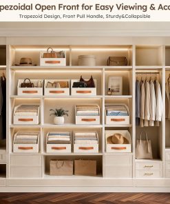 Alternative view of Homsorout Fabric Storage Bins for Organizing - 6 Pack Large Trapezoid Collapsible Storage Bins with Front Handle. Closet Organizers and Storage for Bedroom. Home Shelves. Small Spaces. Beige