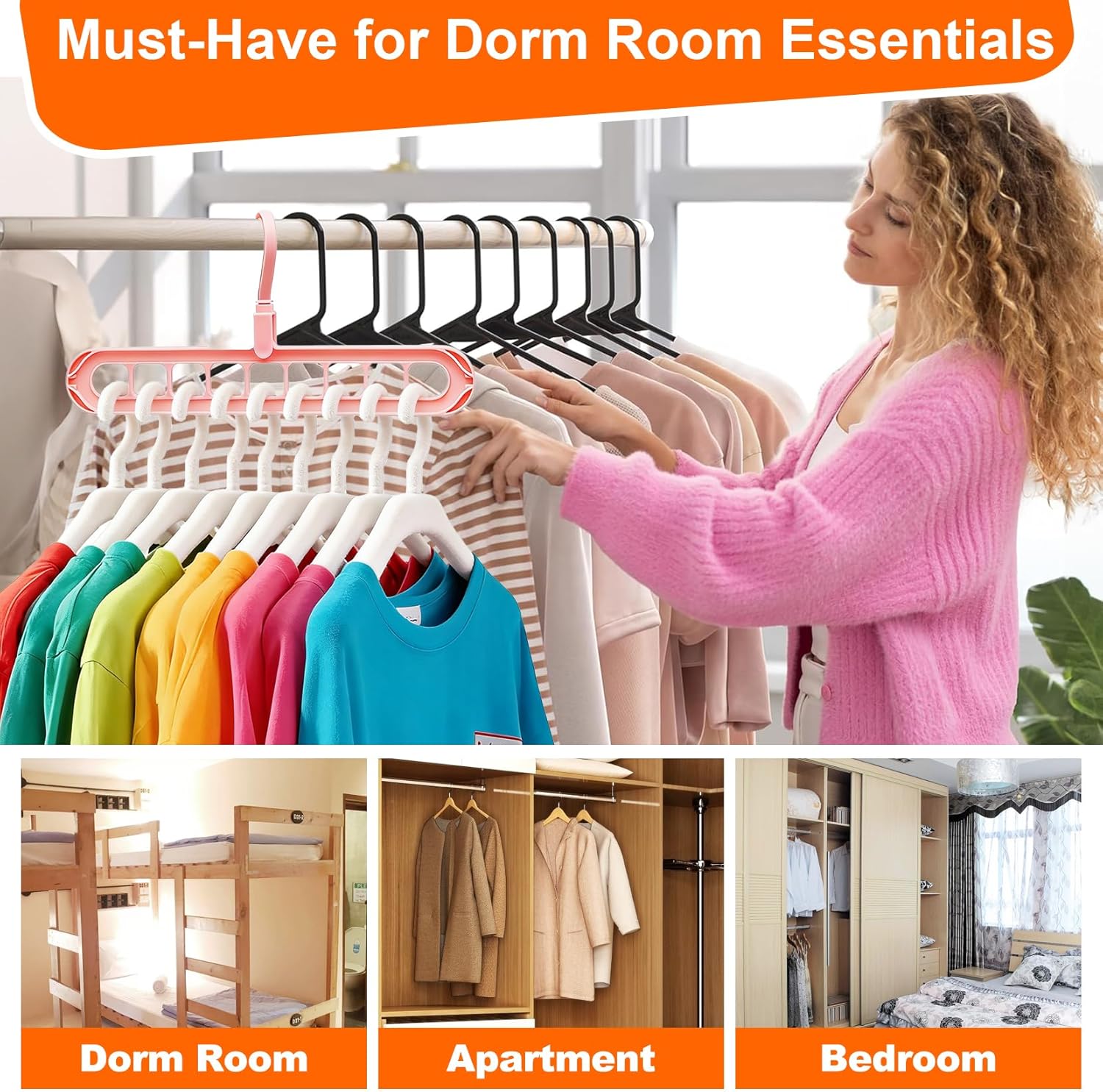 Closet Organizers and Storage.College Dorm Room Essentials.Pack of 6 Multifunctional Organizer Magic Space Saving Hangers with 9 Holes Storage Organization for Wardrobe Closet - Image 6