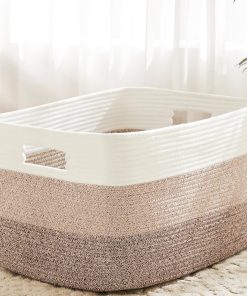 Artfeel Blanket Basket.Rectangle Woven Baskets for Storage.65L Laundry Basket for Decorative Nursery Blanket.Toys.Dirty Clothes and Magazine in Shelves.Baby Room.and Living Room